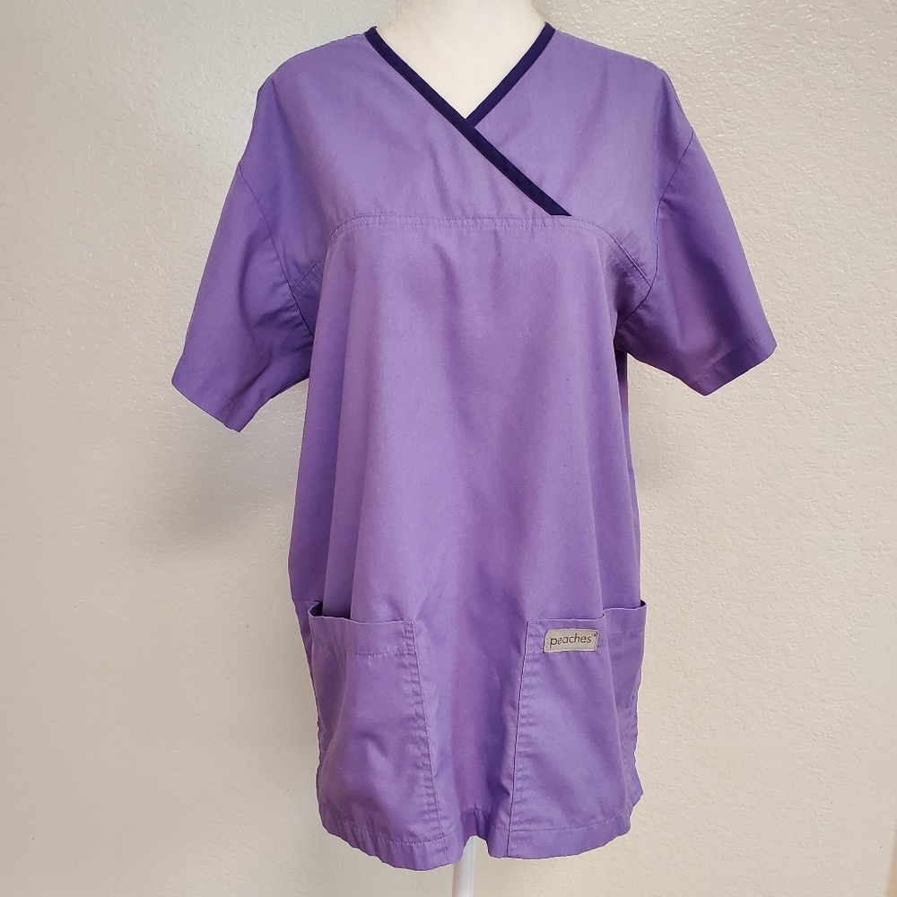 Peaches Brand Purple Scrub Top Size M